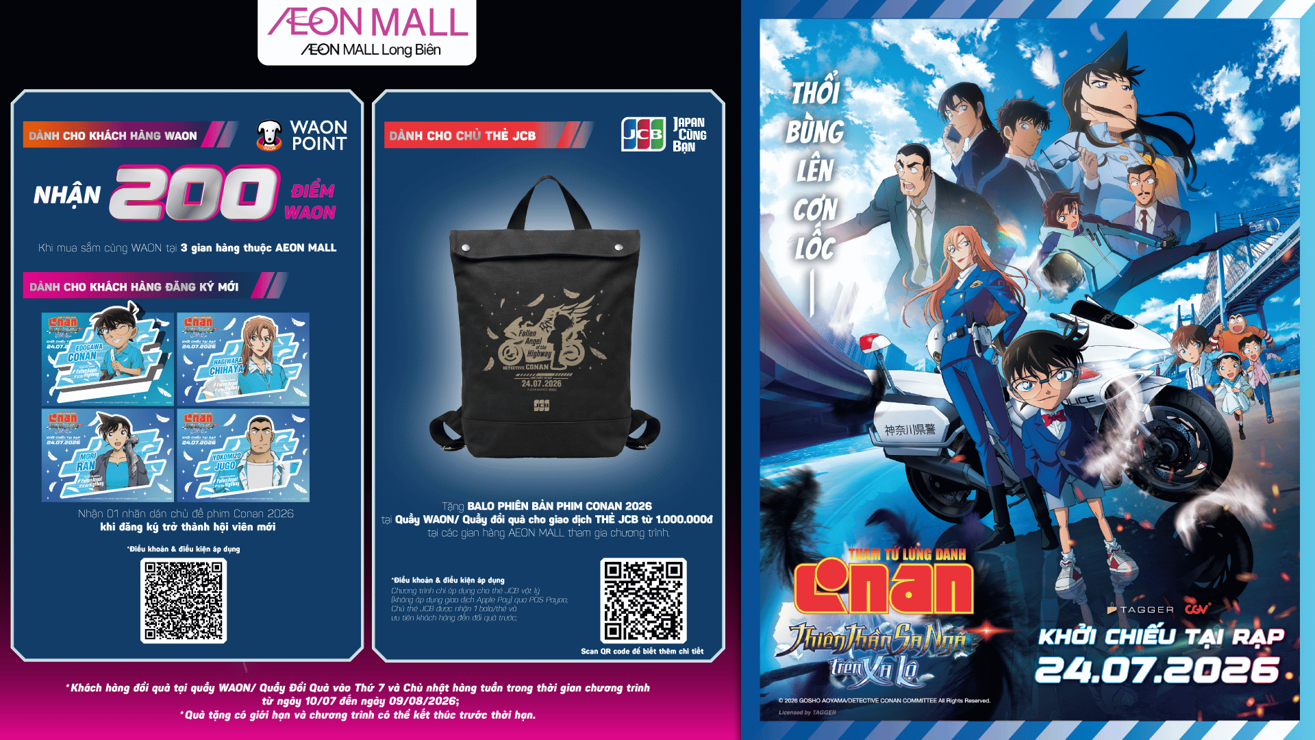 RA MẮT PHIM THÁM TỬ LỪNG DANH CONAN - TẶNG STICKER CONAN, WAON POINT, BALO CONAN
