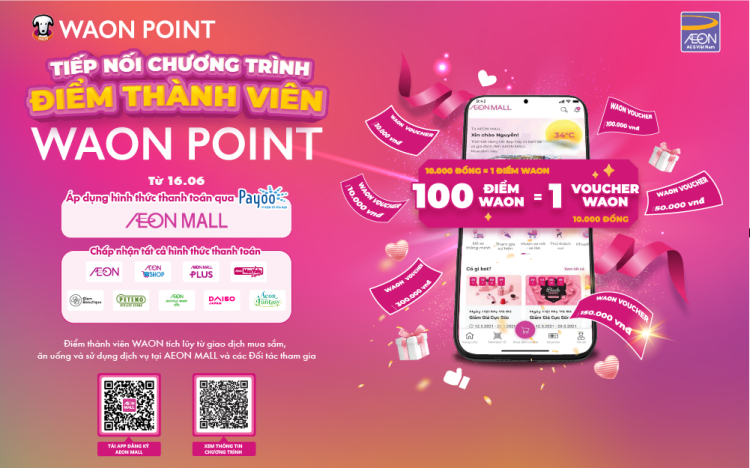 DANH SÁCH CỬA HÀNG AEONMALL LONG BIÊN ÁP DỤNG TÍCH ĐIỂM WAON & WAON VOUCHER